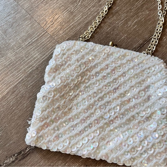 Vintage Glass Beaded Purse Plastic Sequins Rayon Interior Cocktails Party - Picture 2 of 10